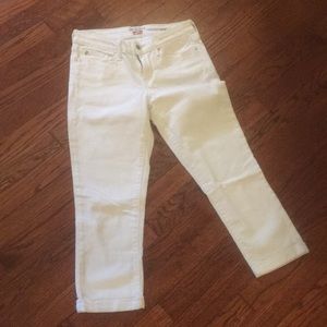 White Levi Crop Jeans